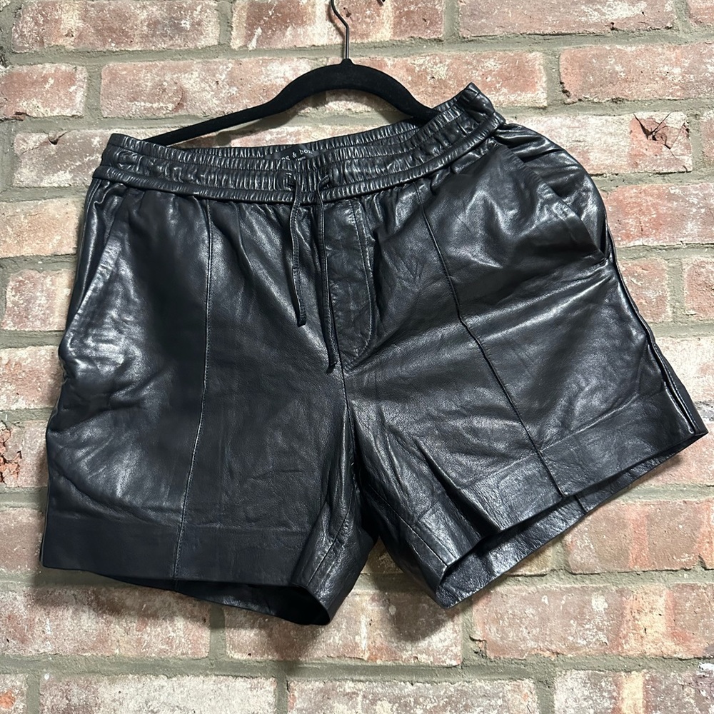 Rag & Bone leather shorts size S black